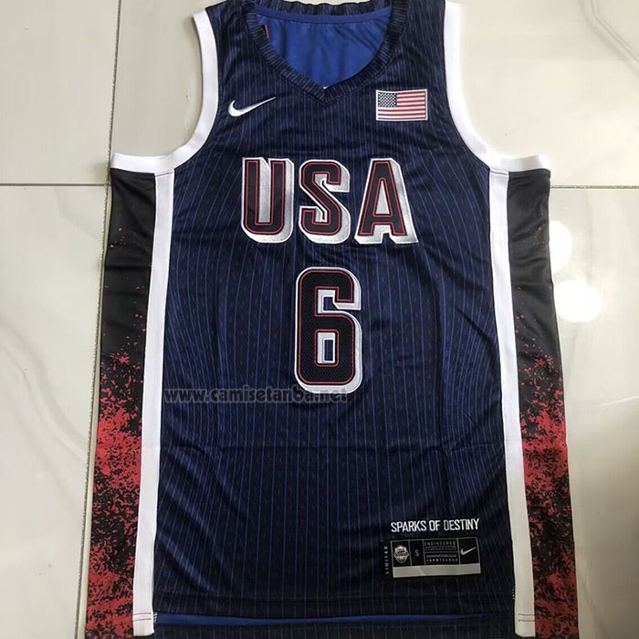 Camiseta USA 2024 LeBron James #6 Juegos Olimpicos Azul